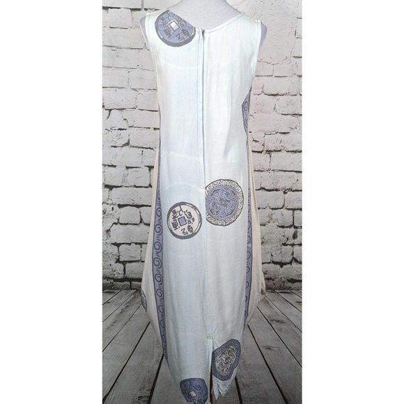 VINTAGE Artsy Batik Beachy Lagenlook Maxi Rayon Dress One Size - Picture 5 of 9